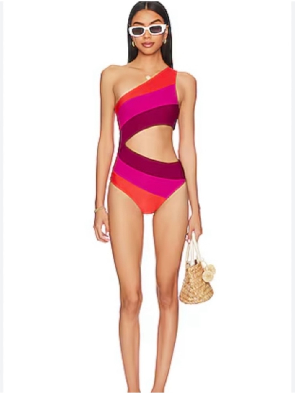 BEACH RIOT joyce one piece swimsuit cutout be mine colorblock pink size M - Picture 3 of 12